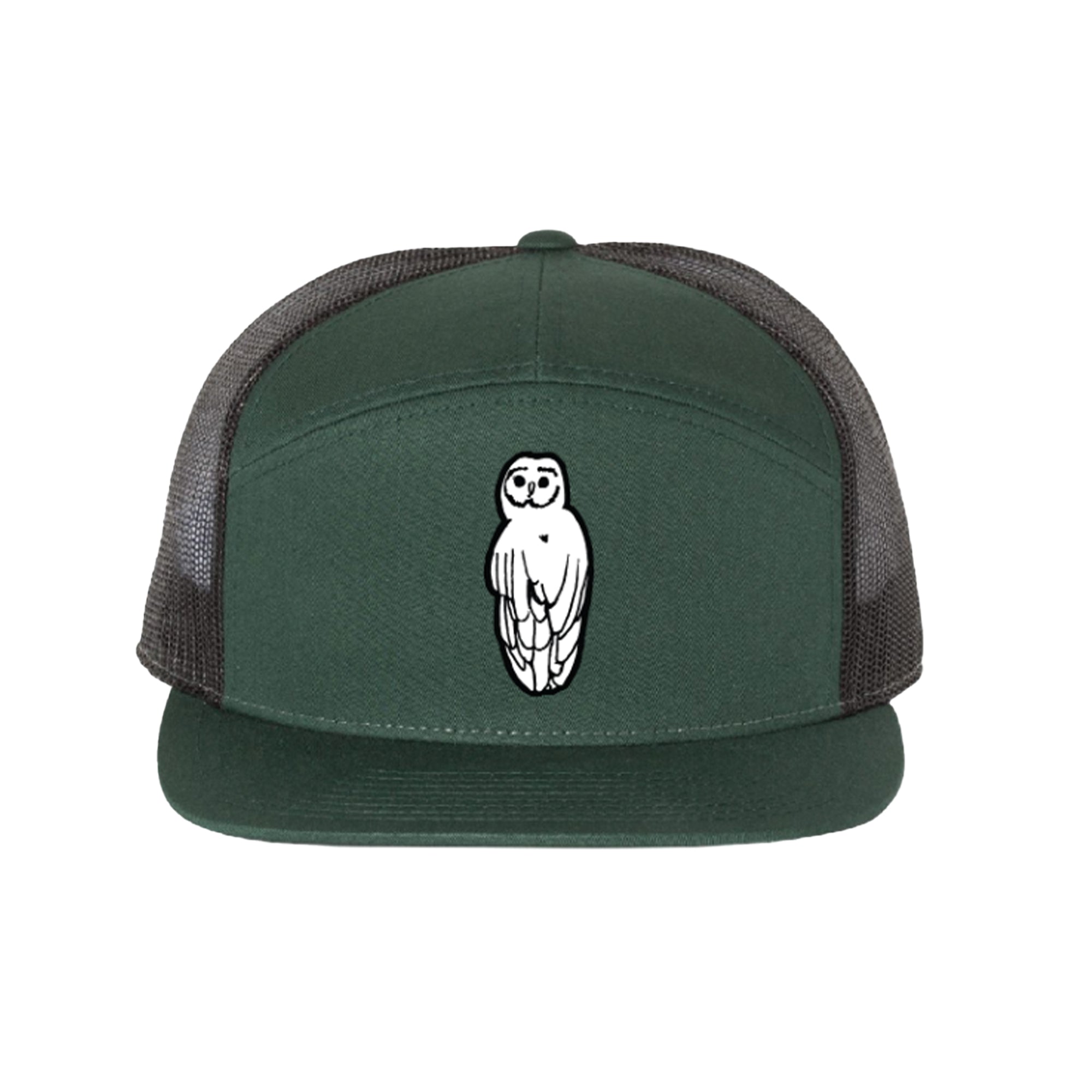 Palomino Owl 7-Panel Mesh Cap - Dark Green/Black