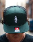 Palomino Owl 7-Panel Mesh Cap - Dark Green/Black